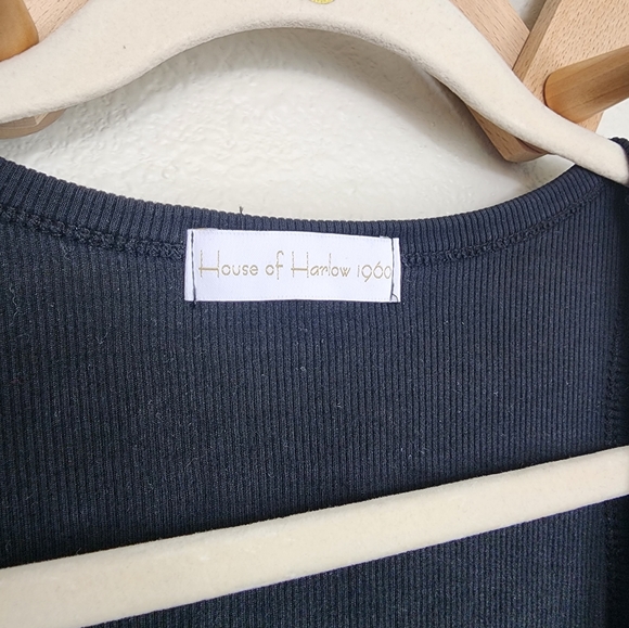 House Of Harlow 1960 Ribbed Bodycon Cutout Back Midi Dress In Black Size S NWOT - Picture 6 of 9